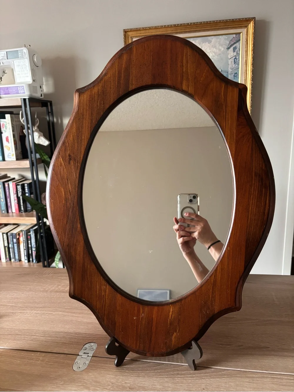 Vintage Cornwall Industries Wood Oval Wall Mirror 23x16 in